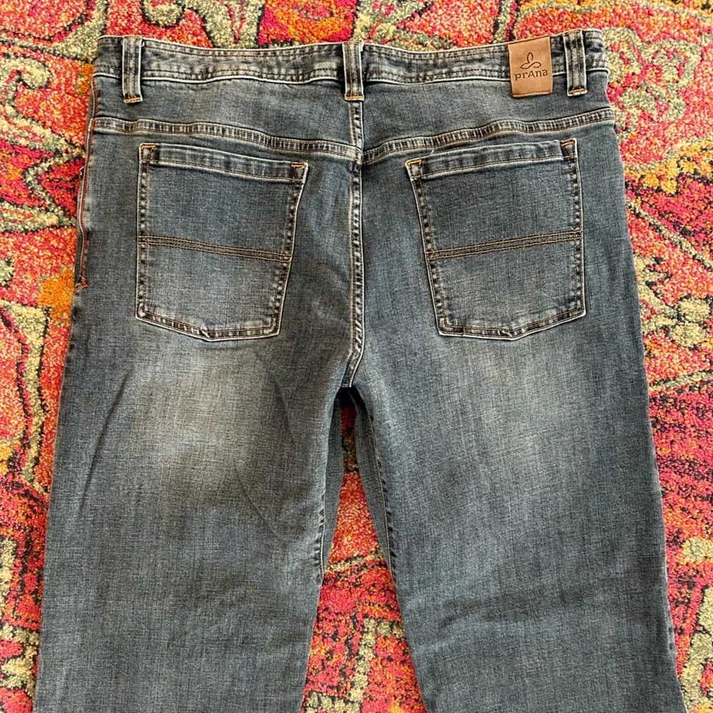 PrAna | Men's Medium Blue Denim Axiom Straight Leg Zip Fly Jeans Size 38W X 30L